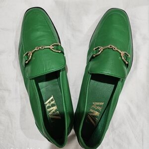 ZARA green loafers
